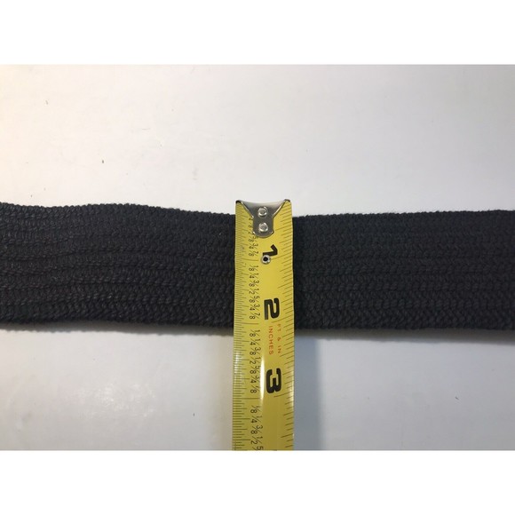 Old Navy Womens Wide Stretch Waist Belt Black Faux Leather Tan Medium Large M L - Picture 7 of 12
